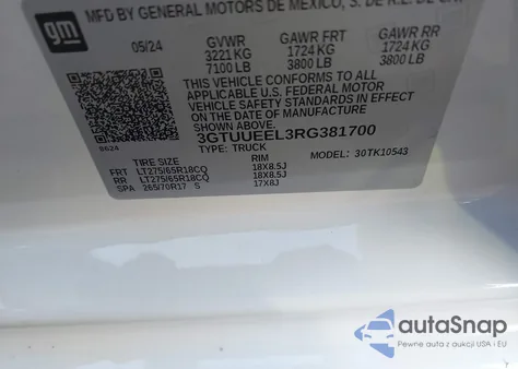 2024 GMC Sierra 1500 4Wd Short Box At4 from USA, damaged, VIN 3GTUUEEL3RG381700